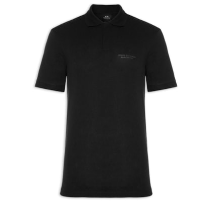 Polo Masculina Regular Fit Logo Milano - Preto