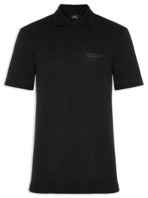 Polo Masculina Regular Fit Logo Milano - Preto