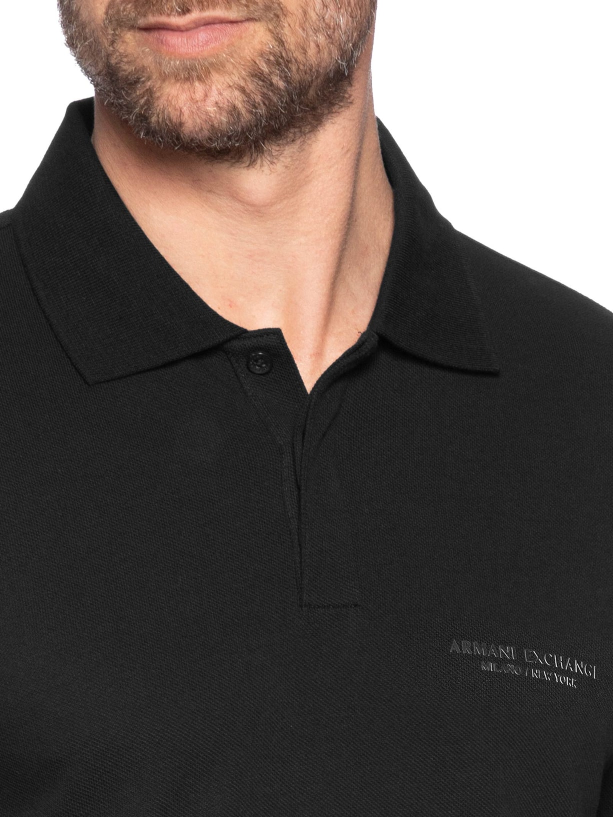 Polo Masculina Regular Fit Logo Milano Preto Armani Exchange