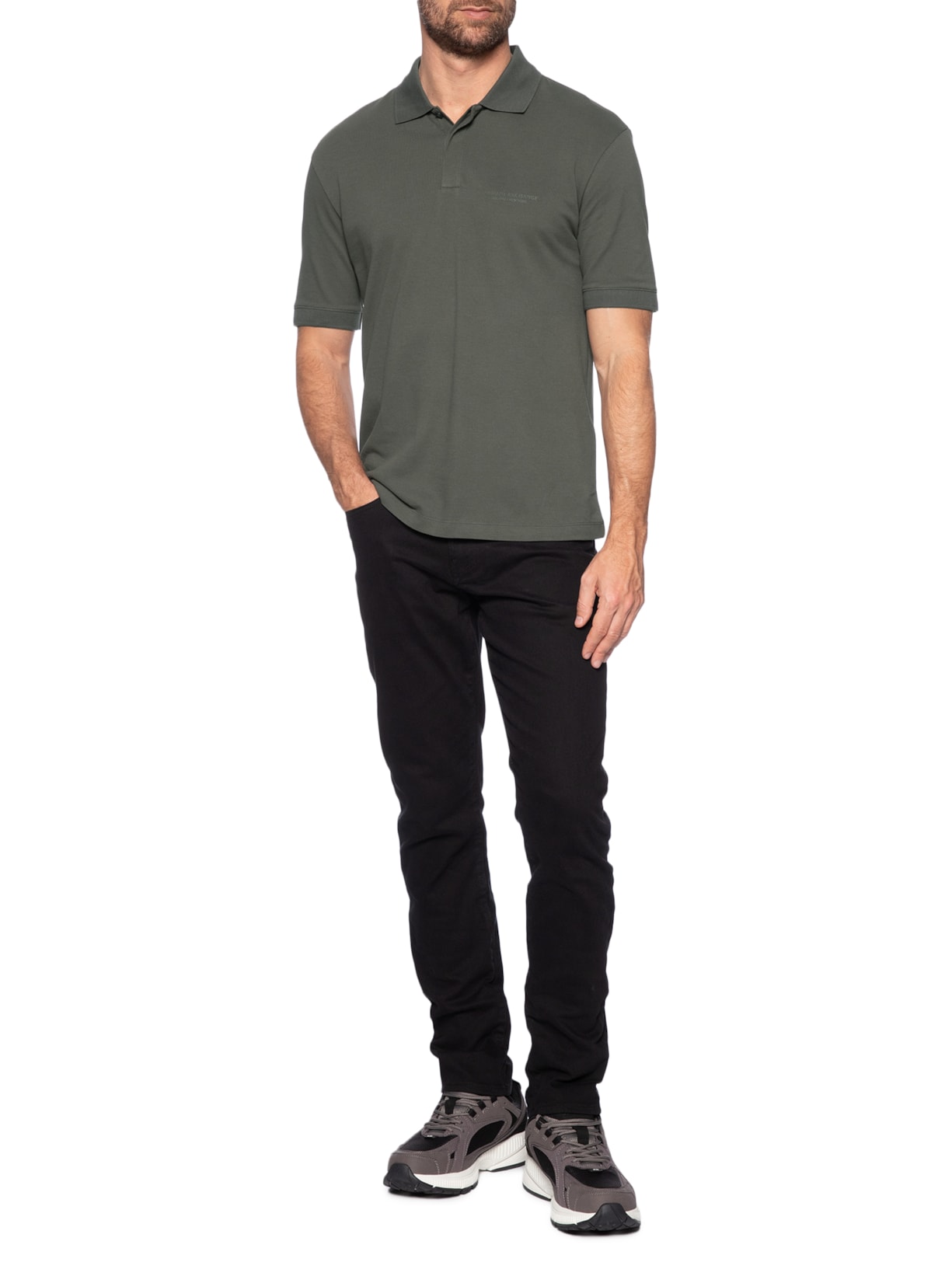 Polo Masculina Regular Fit Logo Milano Verde Armani Exchange