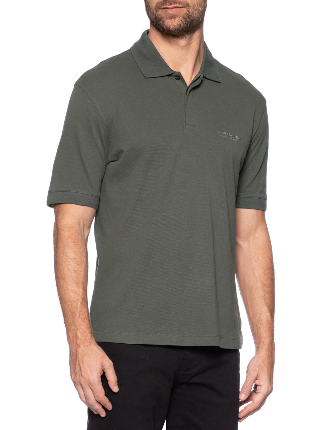 Polo Masculina Regular Fit Logo Milano Verde Armani Exchange