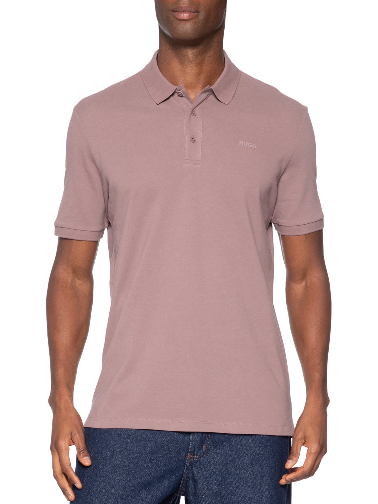 Polo Masculina Regular-Fit Logo Print Donos222 Marrom Hugo