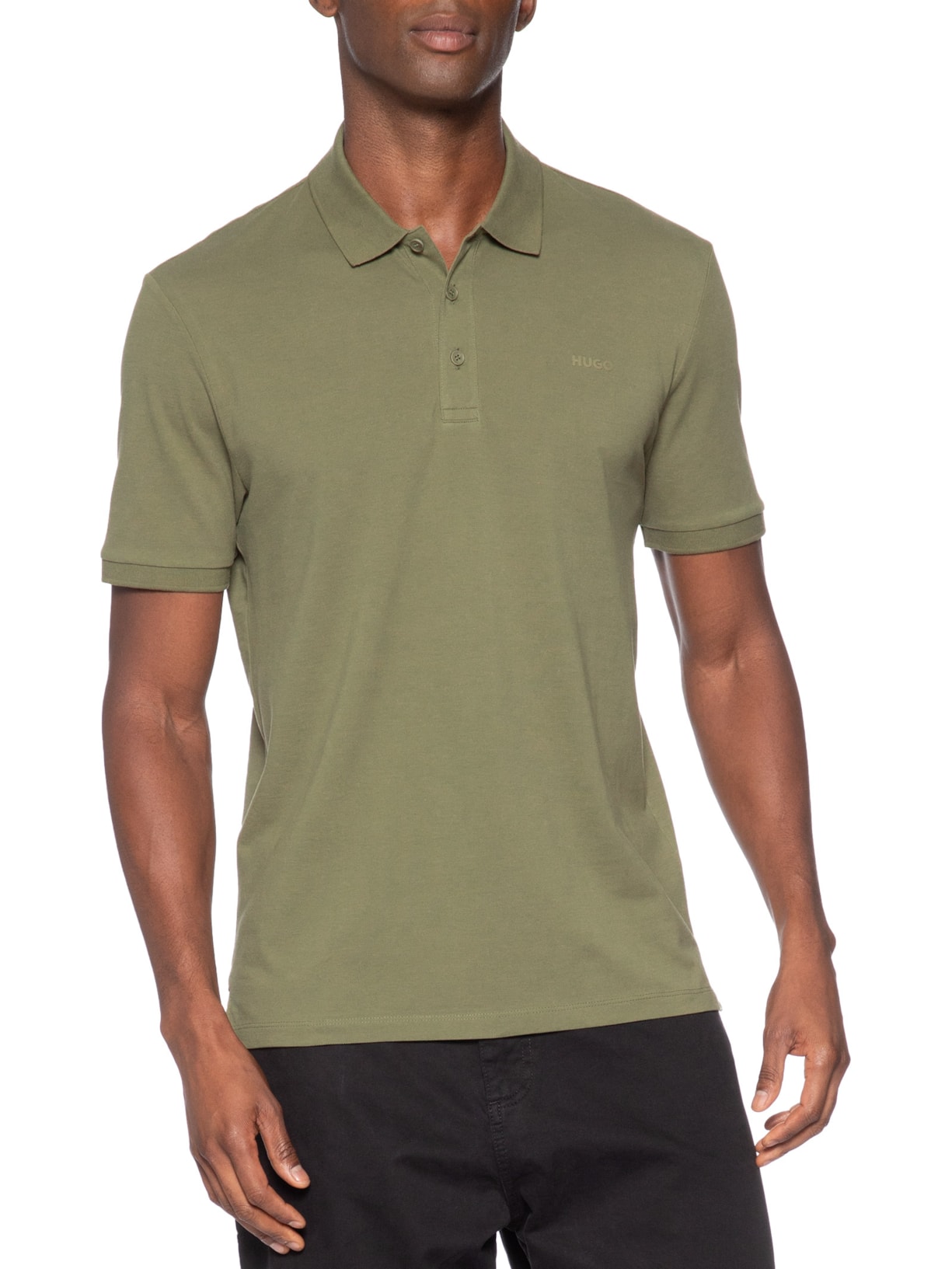 Polo Masculina Regular-Fit Logo Print Donos222 Verde Hugo