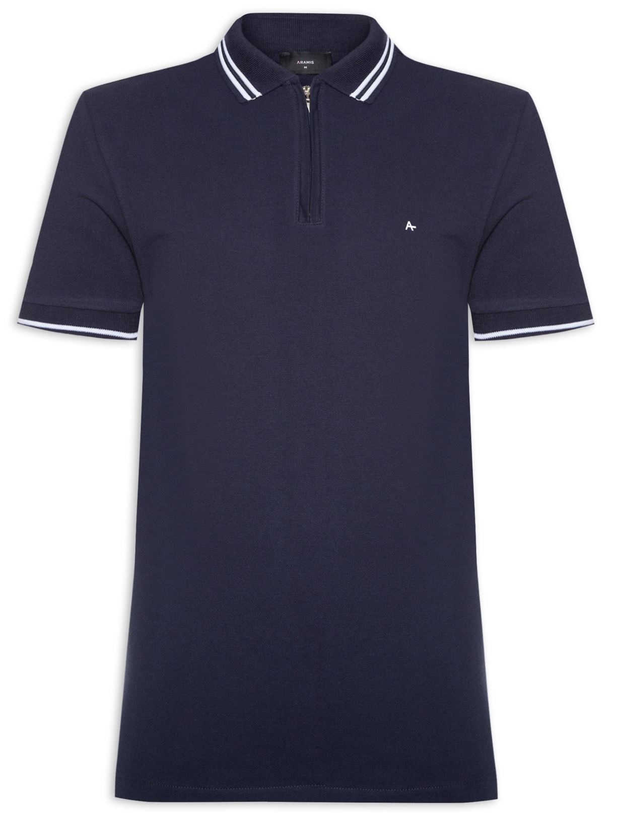 Polo Masculina Regular Fit New Classic Half Zip Com Friso - Azul