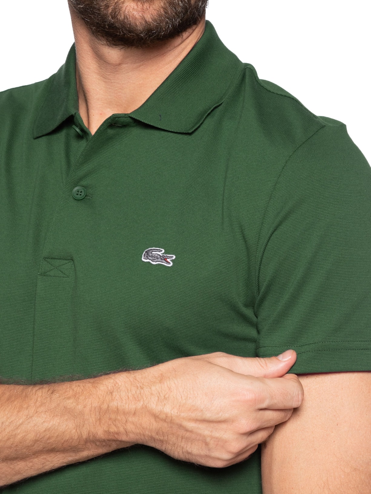 Polo Masculina Regular Fit Ottoman Peruano Verde Lacoste