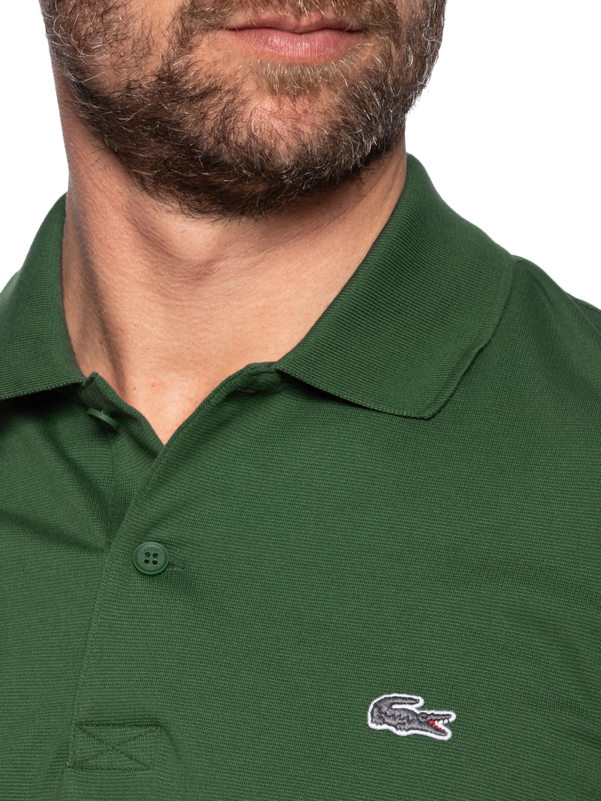 Polo Masculina Regular Fit Ottoman Peruano Verde Lacoste