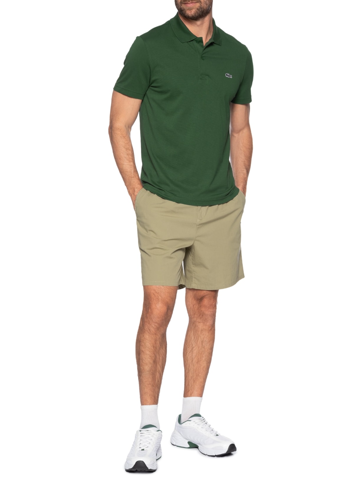 Polo Masculina Regular Fit Ottoman Peruano Verde Lacoste