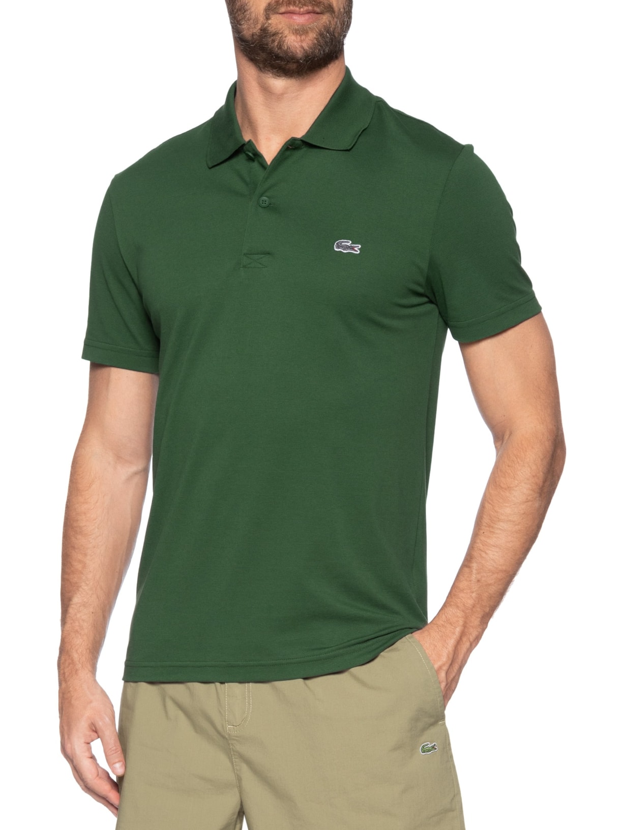 Polo Masculina Regular Fit Ottoman Peruano Verde Lacoste