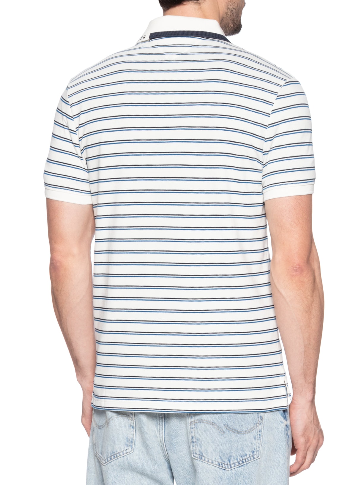 Polo Masculina Regular Fit Pique Grafic Collar Azul Tommy Hilfiger