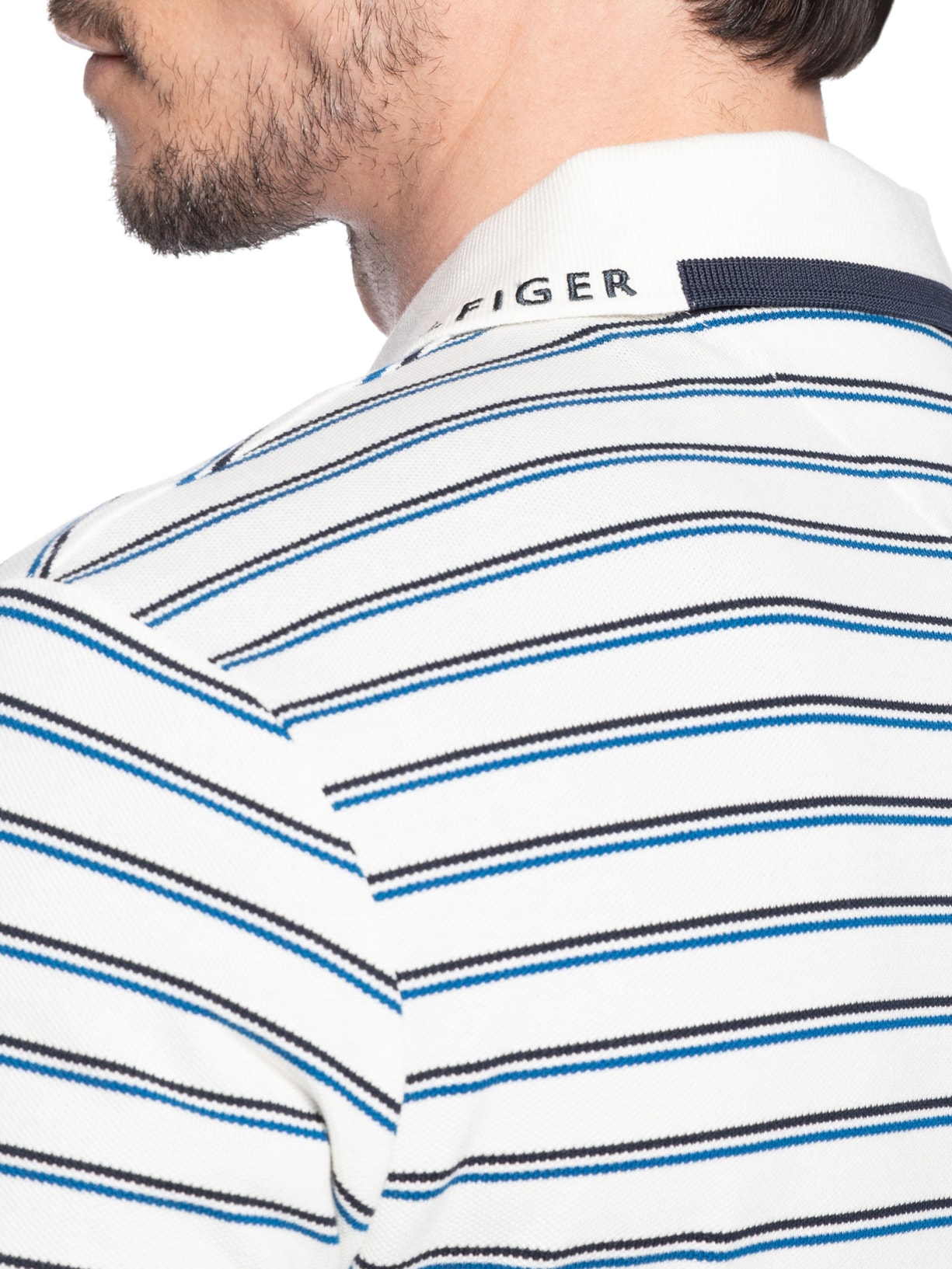 Polo Masculina Regular Fit Pique Grafic Collar Azul Tommy Hilfiger