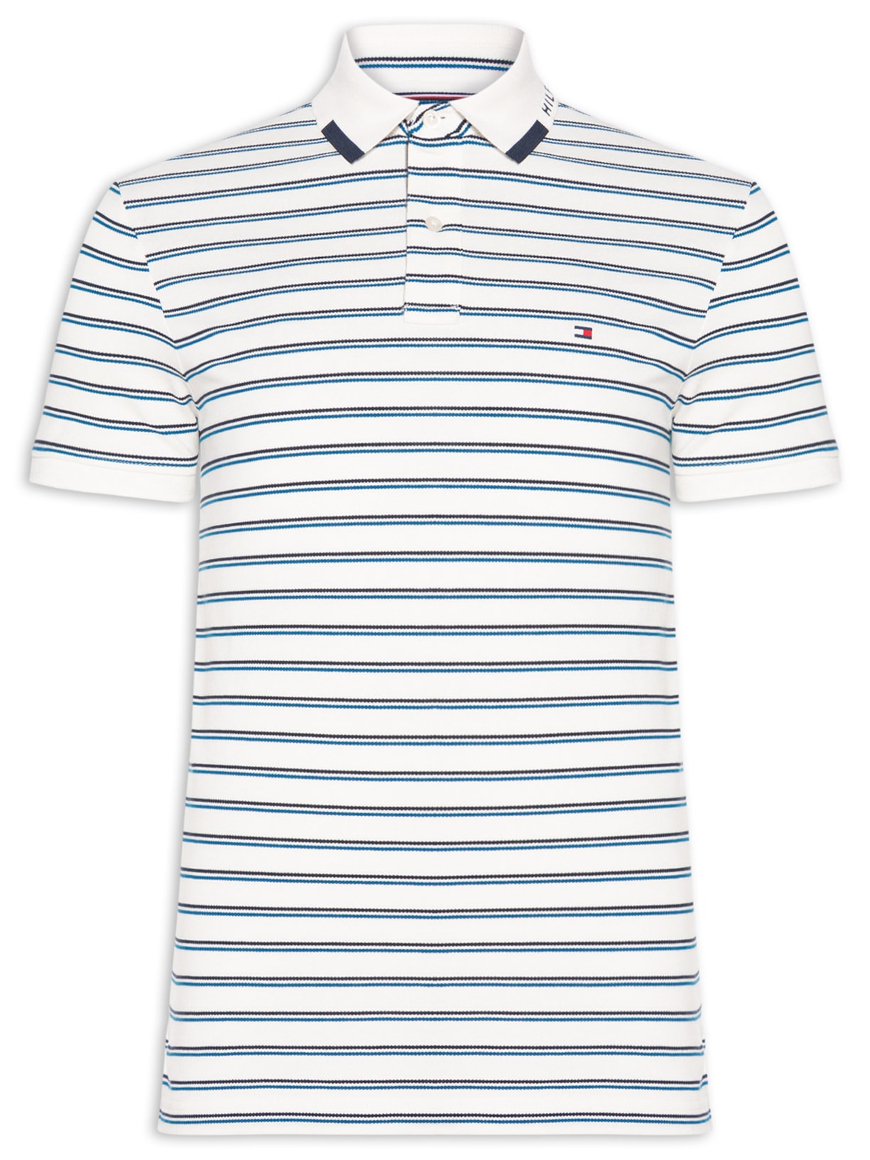 Polo Masculina Regular Fit Pique Grafic Collar Azul Tommy Hilfiger