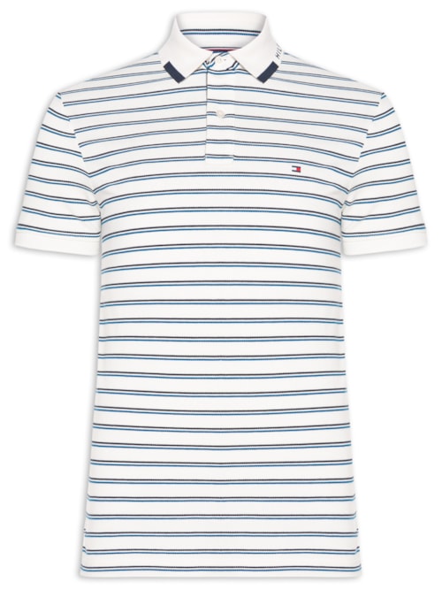 Polo Masculina Regular Fit Pique Grafic Collar - Azul