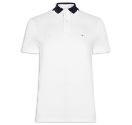 Polo Masculina Regular Fit Pique Grafic Collar - Branco