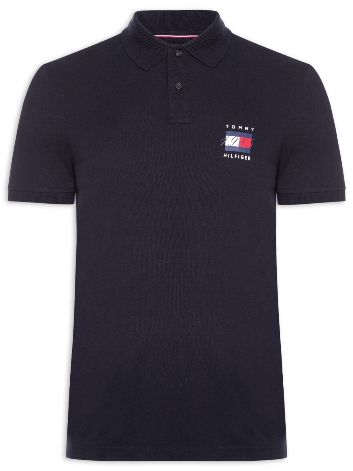 Polo Masculina Regular Fit Piquet Flag Azul Tommy Hilfiger