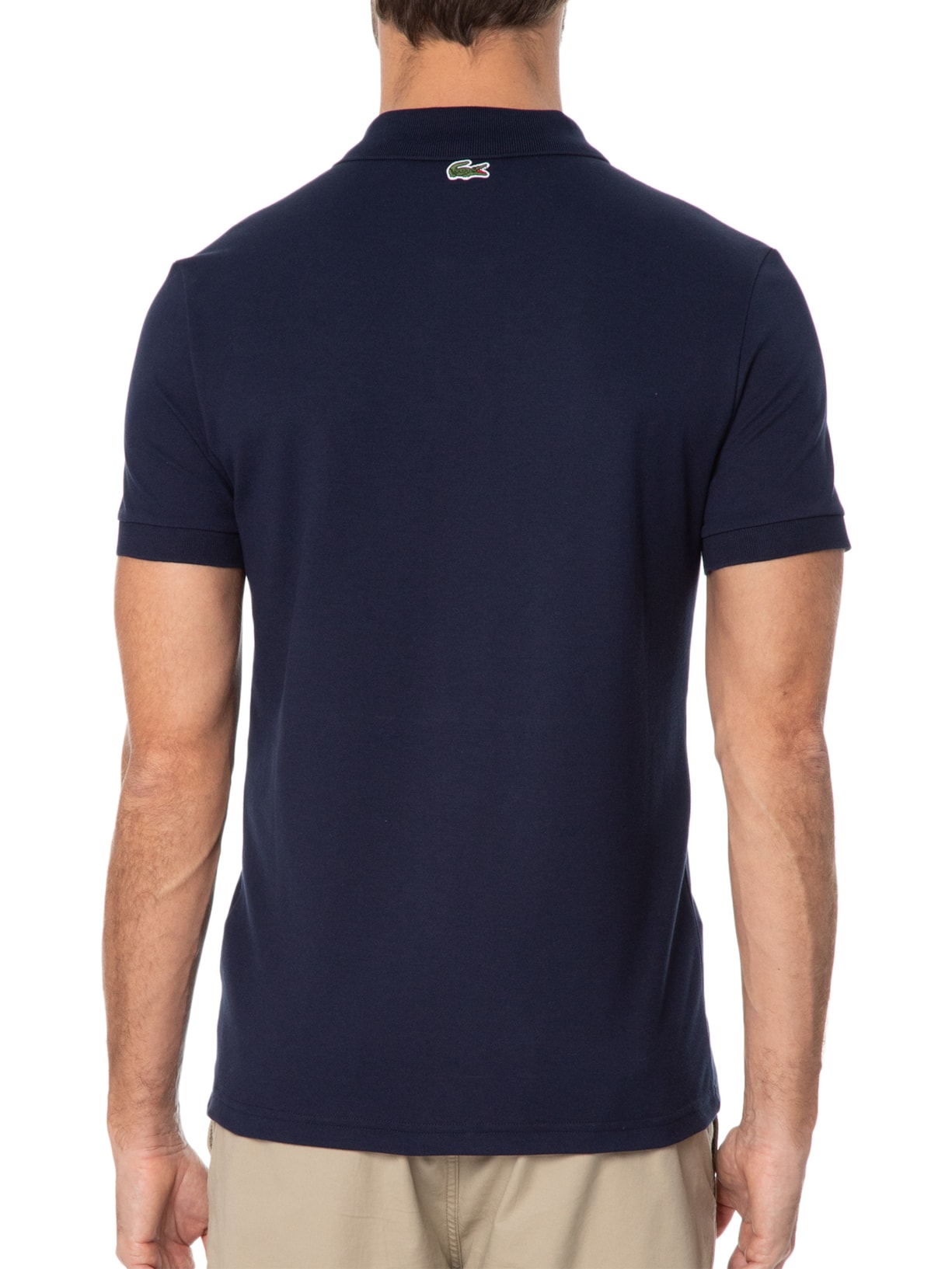 Polo Masculina Regular Fit Signature Em Mini Piquet Stretch Azul Lacoste