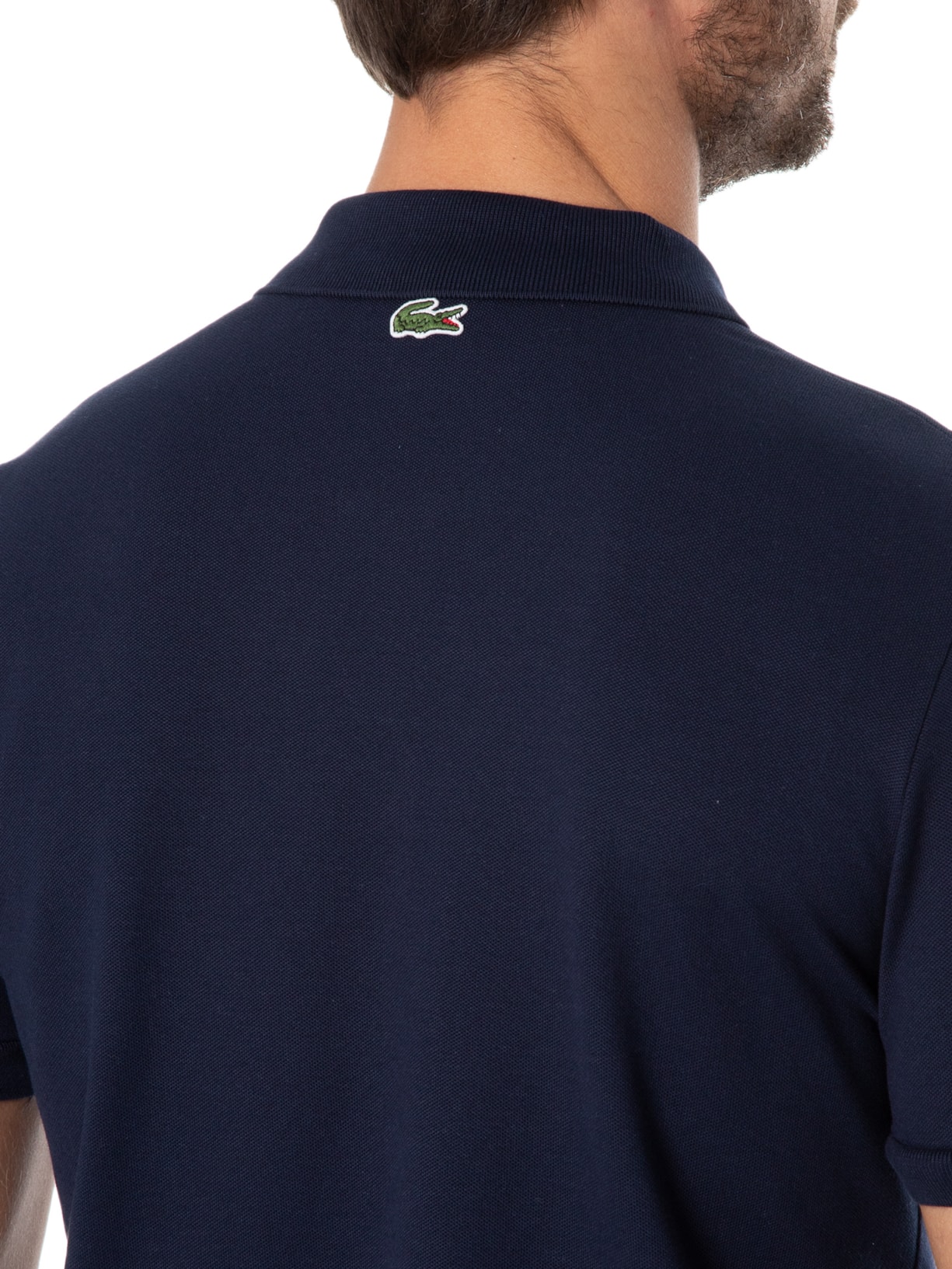 Polo Masculina Regular Fit Signature Em Mini Piquet Stretch Azul Lacoste