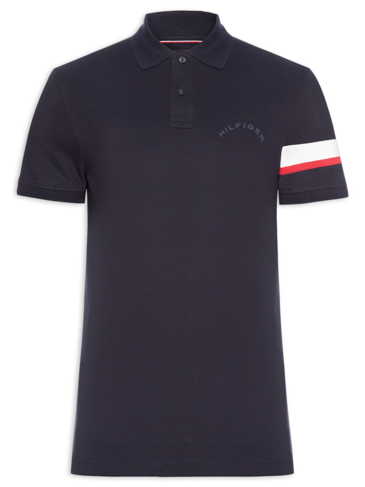 Polo Masculina Regular Fit Sleeve Tape Azul Tommy Hilfiger