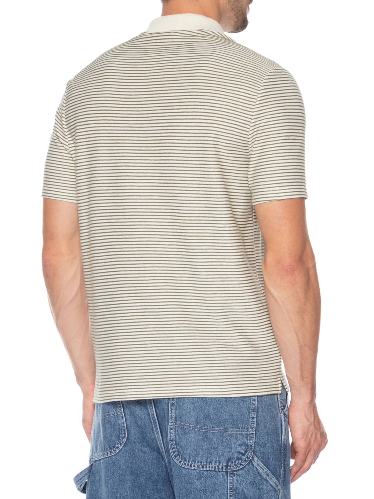 Polo Masculina Regular Fit Texturizada Listras Fio Tinto Off White Hering