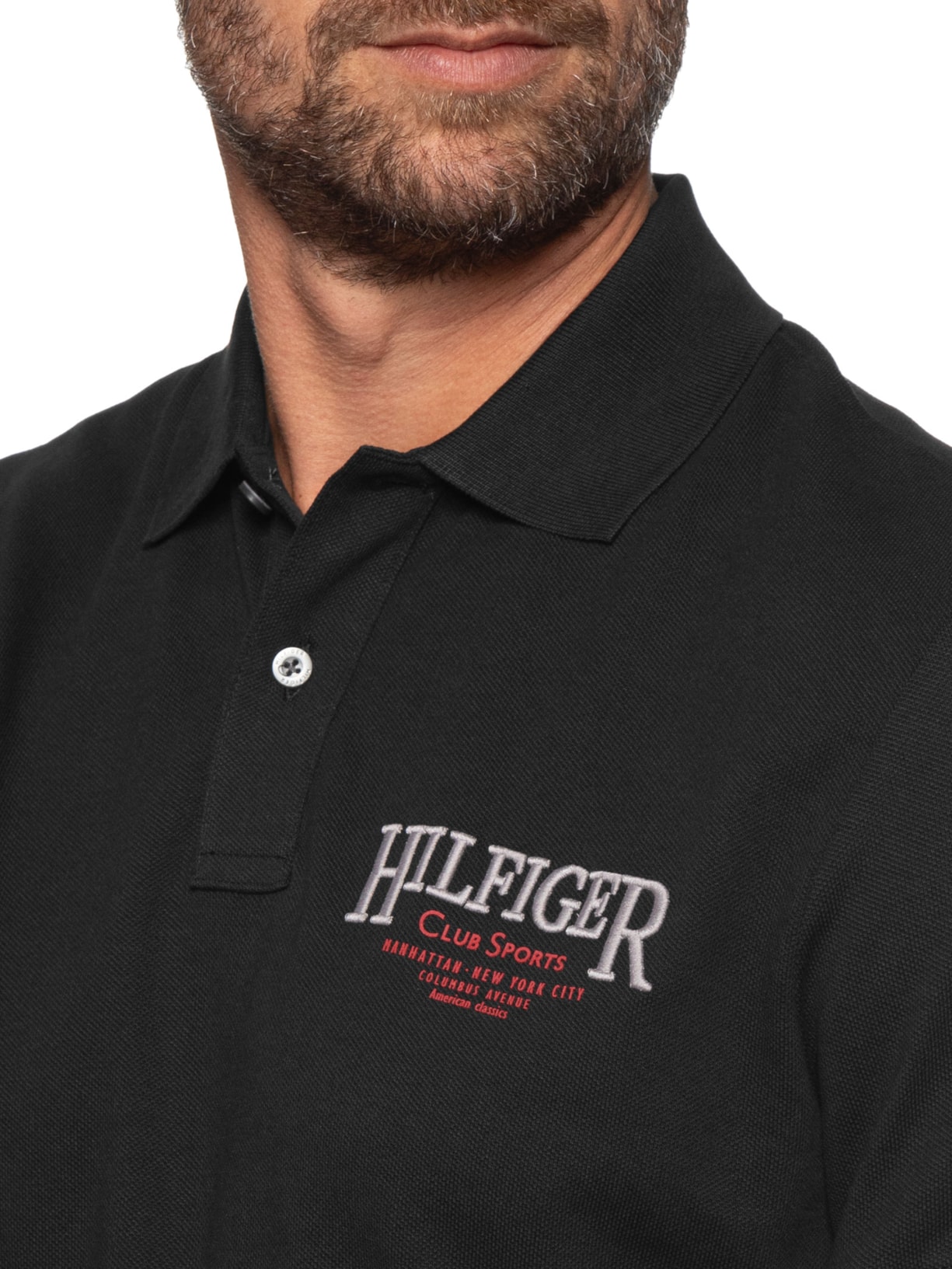 Polo Masculina Regular Fit TH Club Sport Preto Tommy Hilfiger