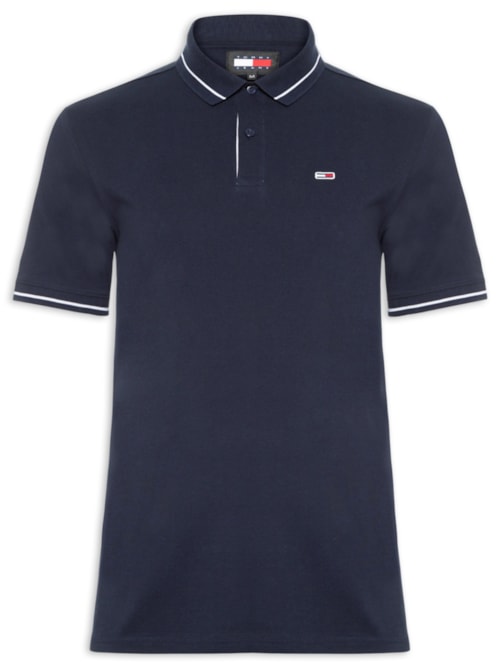 Polo Masculina Regular Fit Tipped - Azul