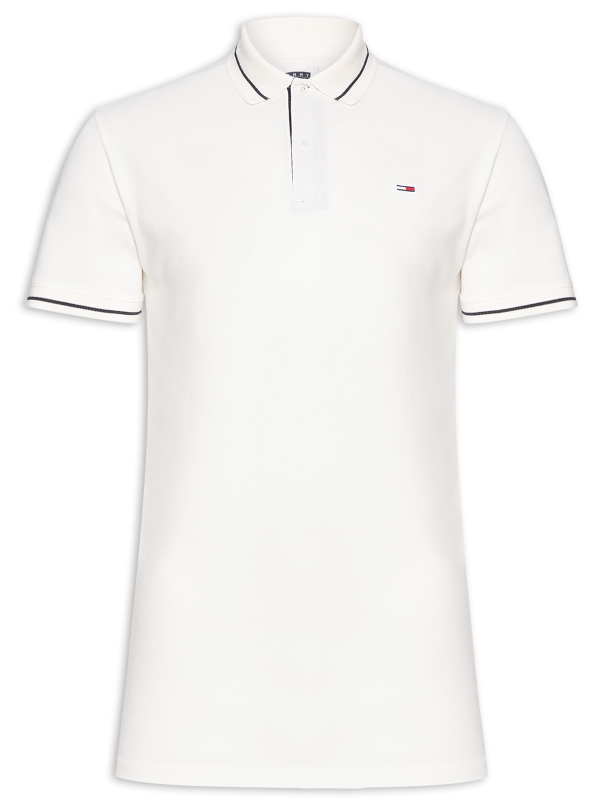Polo Masculina Regular Fit Tipped - Branco