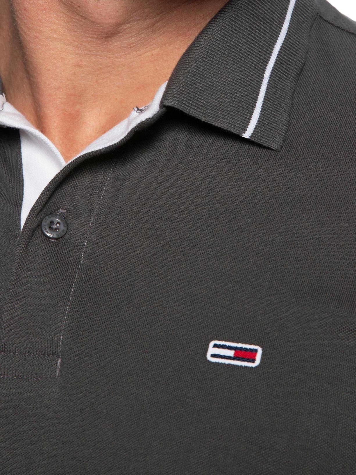 Polo Masculina Regular Fit Tipped Cinza Tommy Jeans