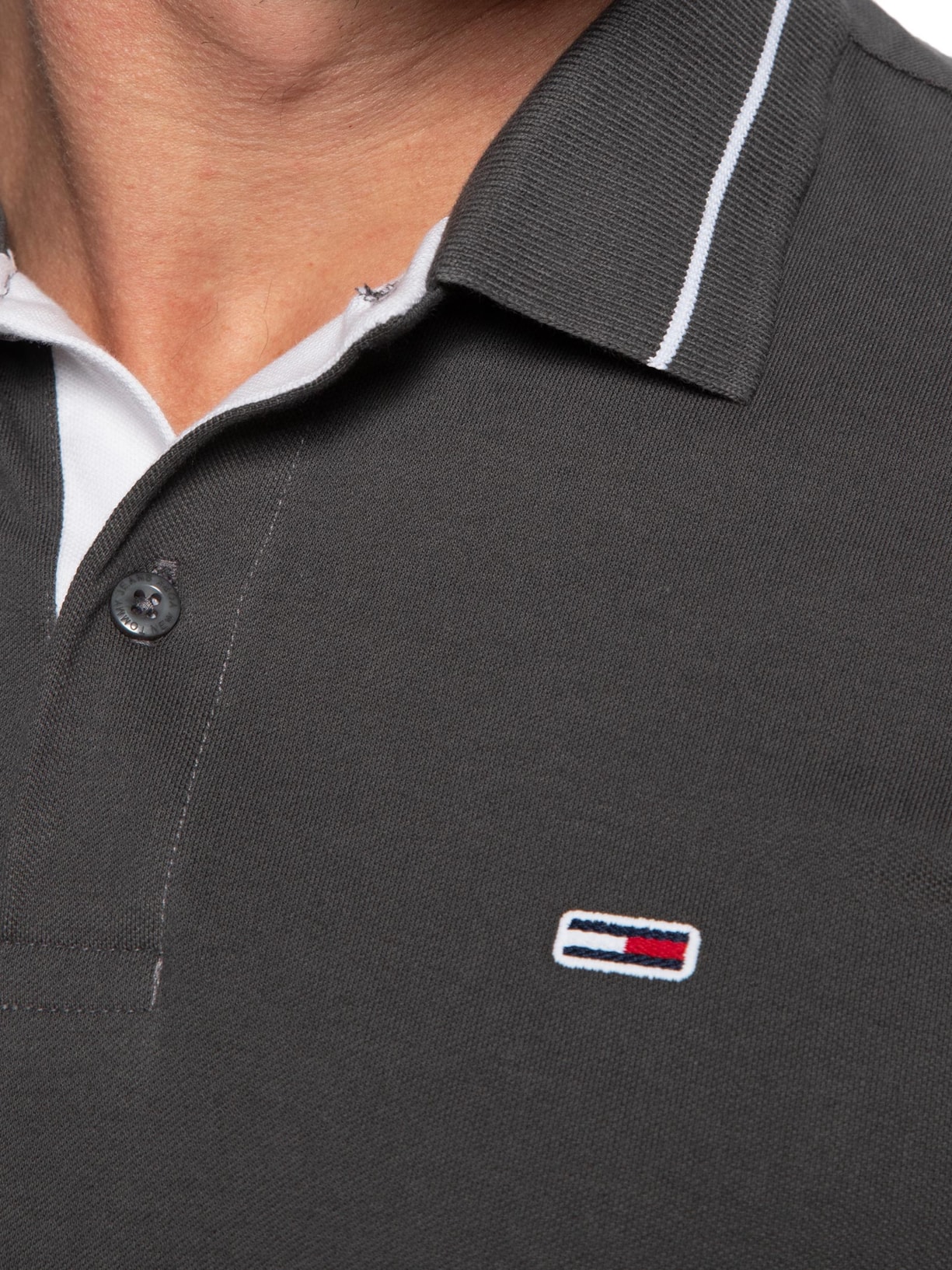 Polo Masculina Regular Fit Tipped Cinza Tommy Jeans