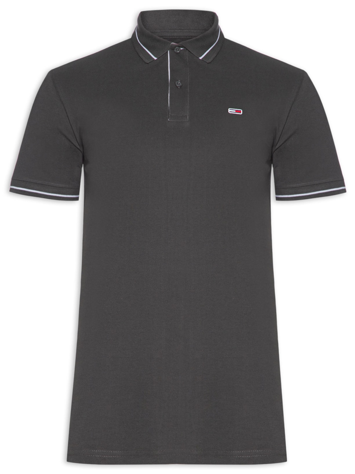 Polo Masculina Regular Fit Tipped Cinza Tommy Jeans