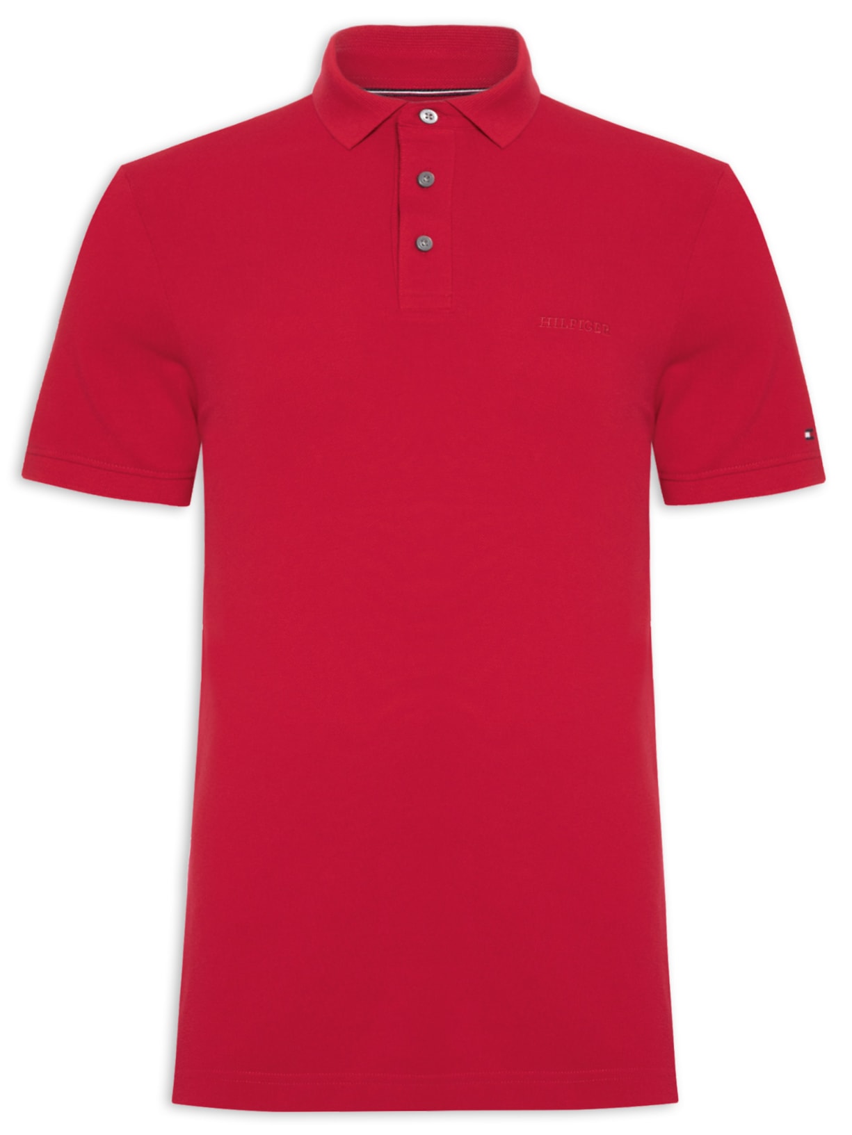 Polo Masculina Regular Fit Tonal Monotype Em Algodão - Vermelho