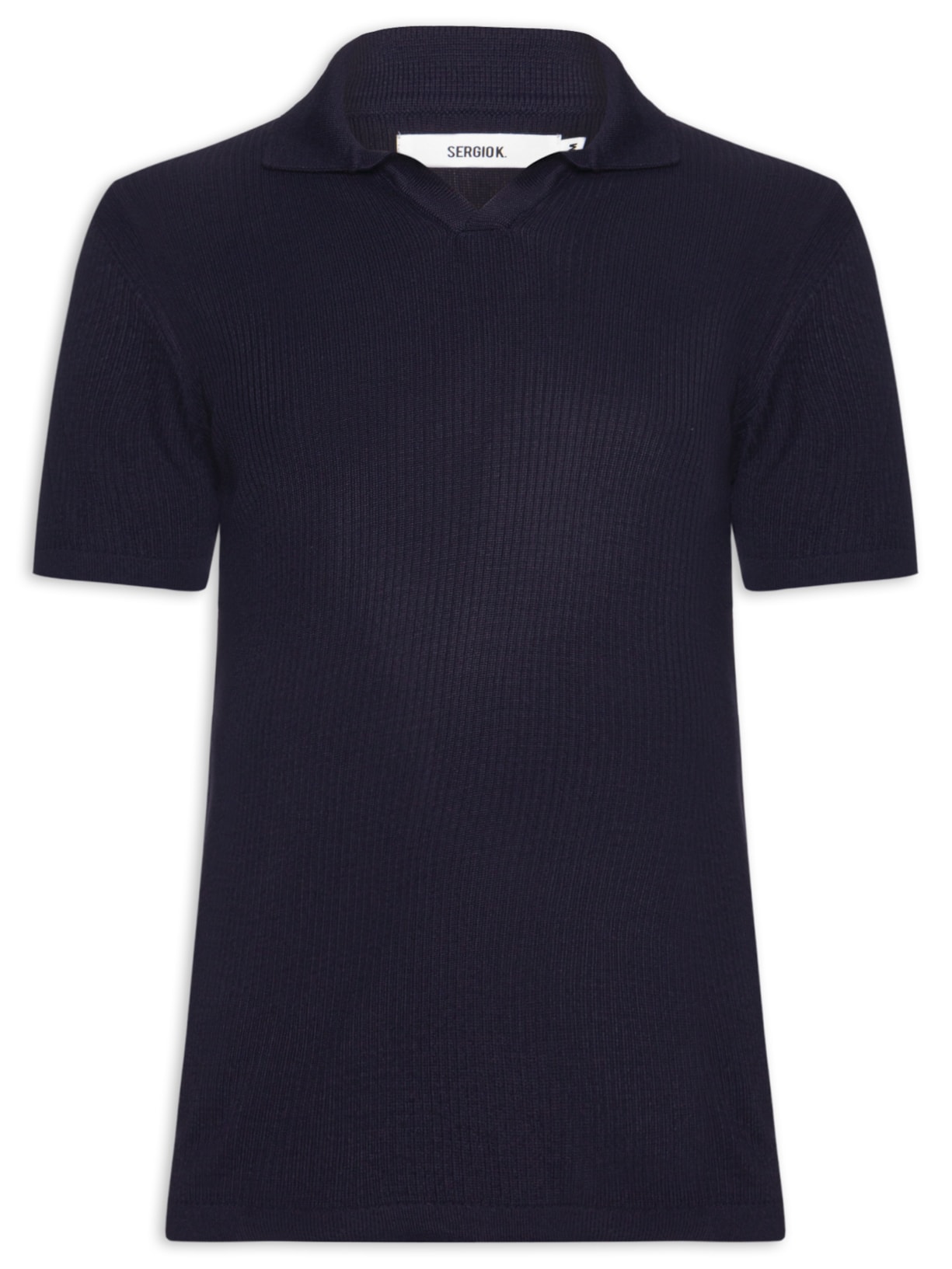 Polo Masculina Regular Fit Tricot Canelado Azul Sergio K