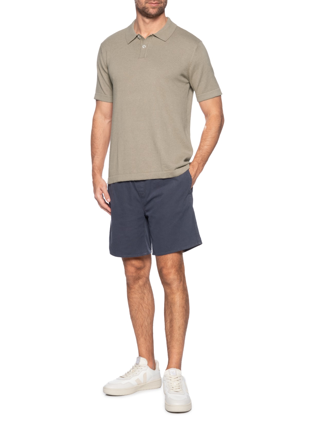 Polo Masculina Regular Fit Tricot Mescla Bege Hering