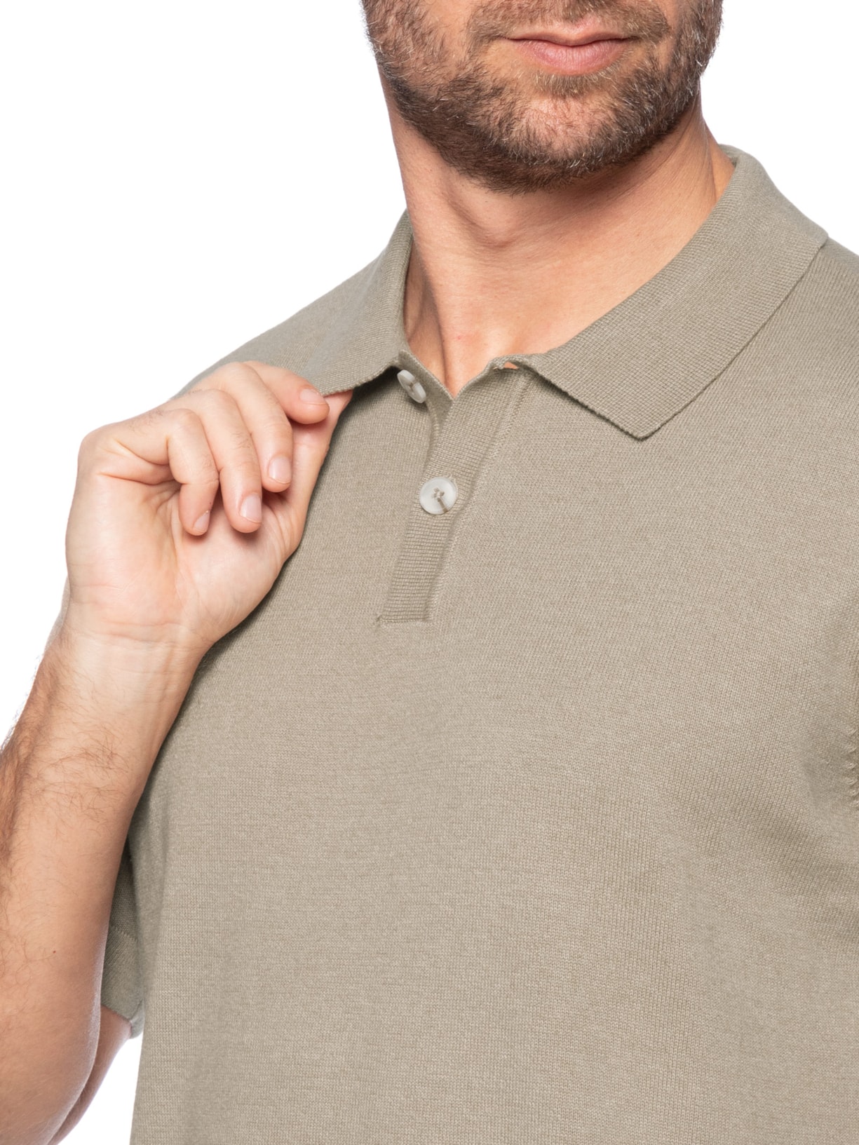 Polo Masculina Regular Fit Tricot Mescla Bege Hering