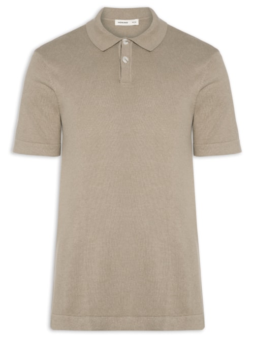 Polo Masculina Regular Fit Tricot Mescla - Bege