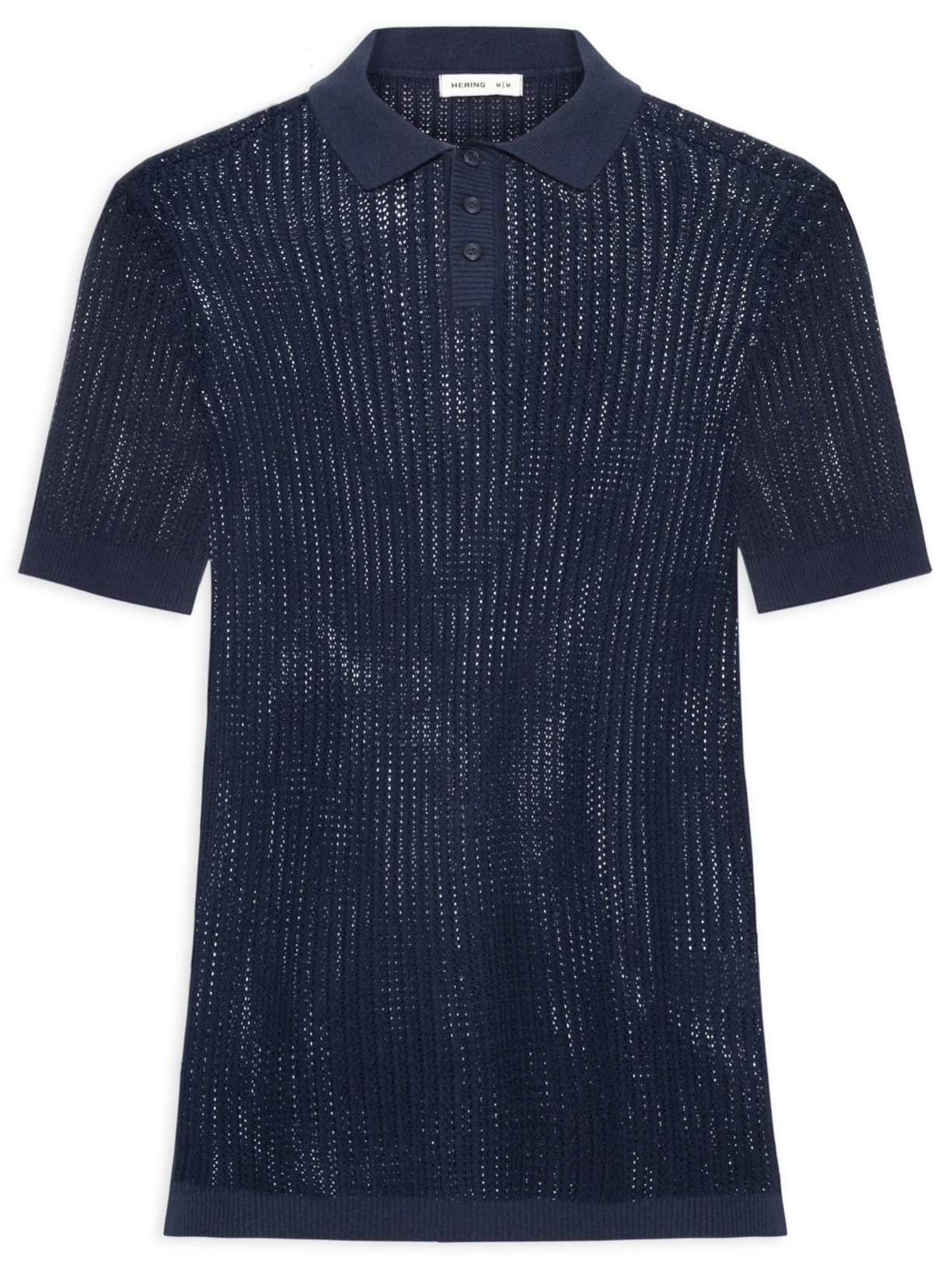 Polo Masculina Regular Fit Tricot Texturizado - Azul