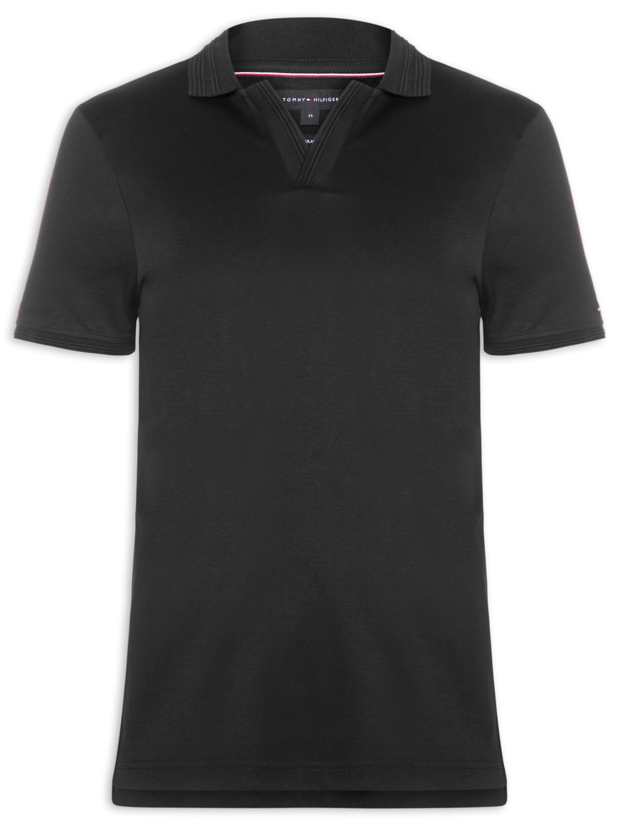 Polo Masculina Regular Fit V-Nk Interlock Preto Tommy Hilfiger