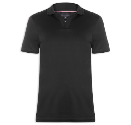 Polo Masculina Regular Fit V-Nk Interlock - Preto