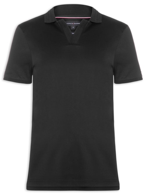 Polo Masculina Regular Fit V-Nk Interlock - Preto