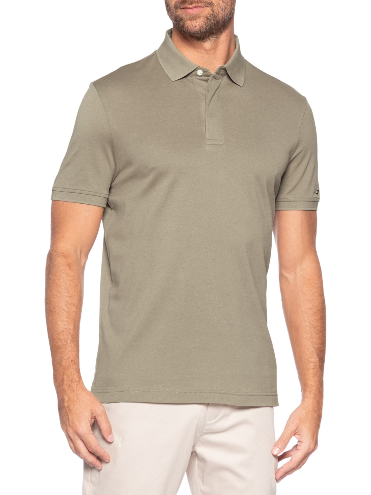 Polo Masculina Regular Fit Vista Coberta Bege Tommy Hilfiger