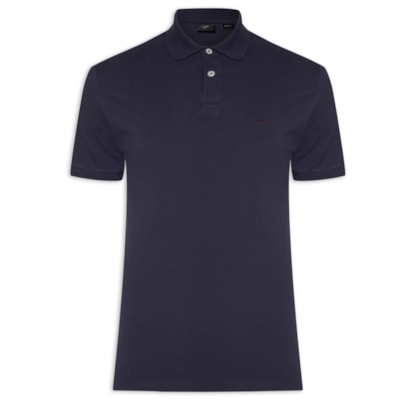 Polo Masculina Regular Fit Vista com Detalhe Interno - Azul