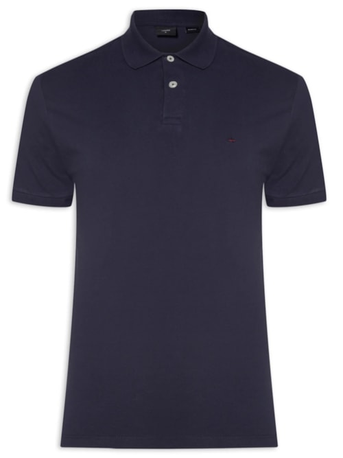 Polo Masculina Regular Fit Vista com Detalhe Interno - Azul