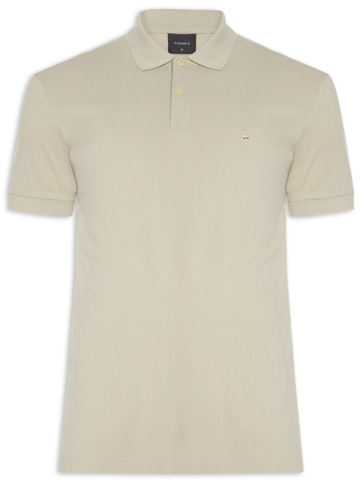 Polo Masculina Regular Fit Vista com Detalhe Interno Bege Aramis