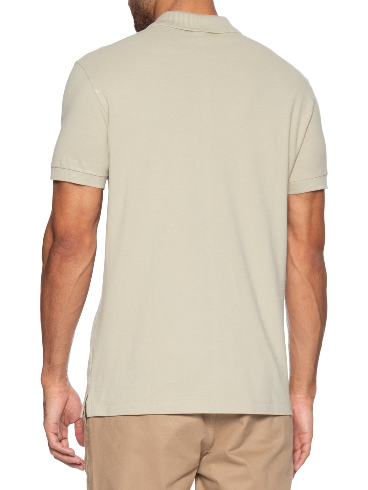Polo Masculina Regular Fit Vista com Detalhe Interno Bege Aramis