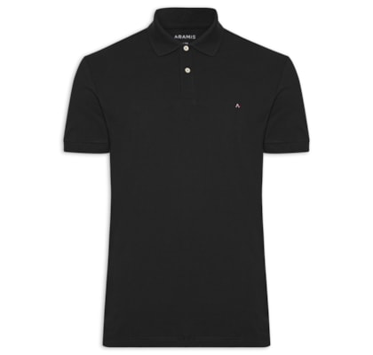 Polo Masculina Regular Fit Vista Com Detalhe Interno - Preto