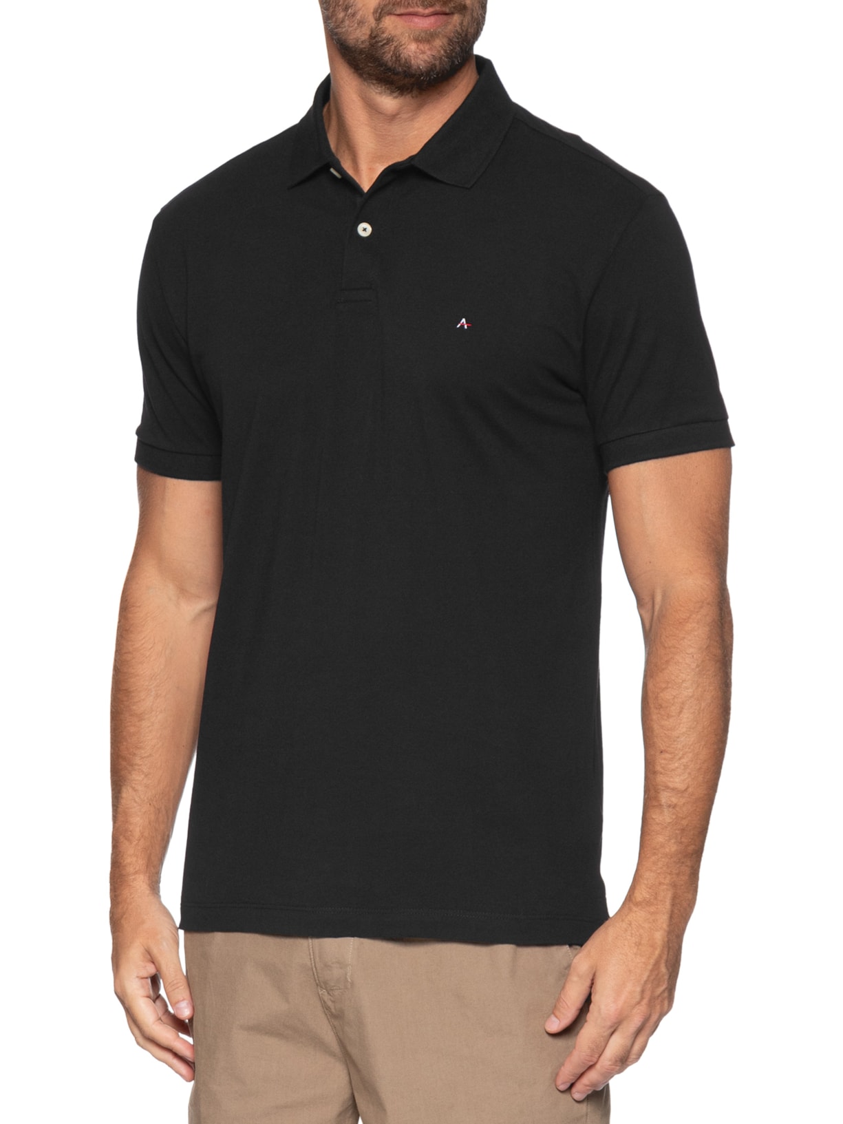 Polo Masculina Regular Fit Vista Com Detalhe Interno Preto Aramis