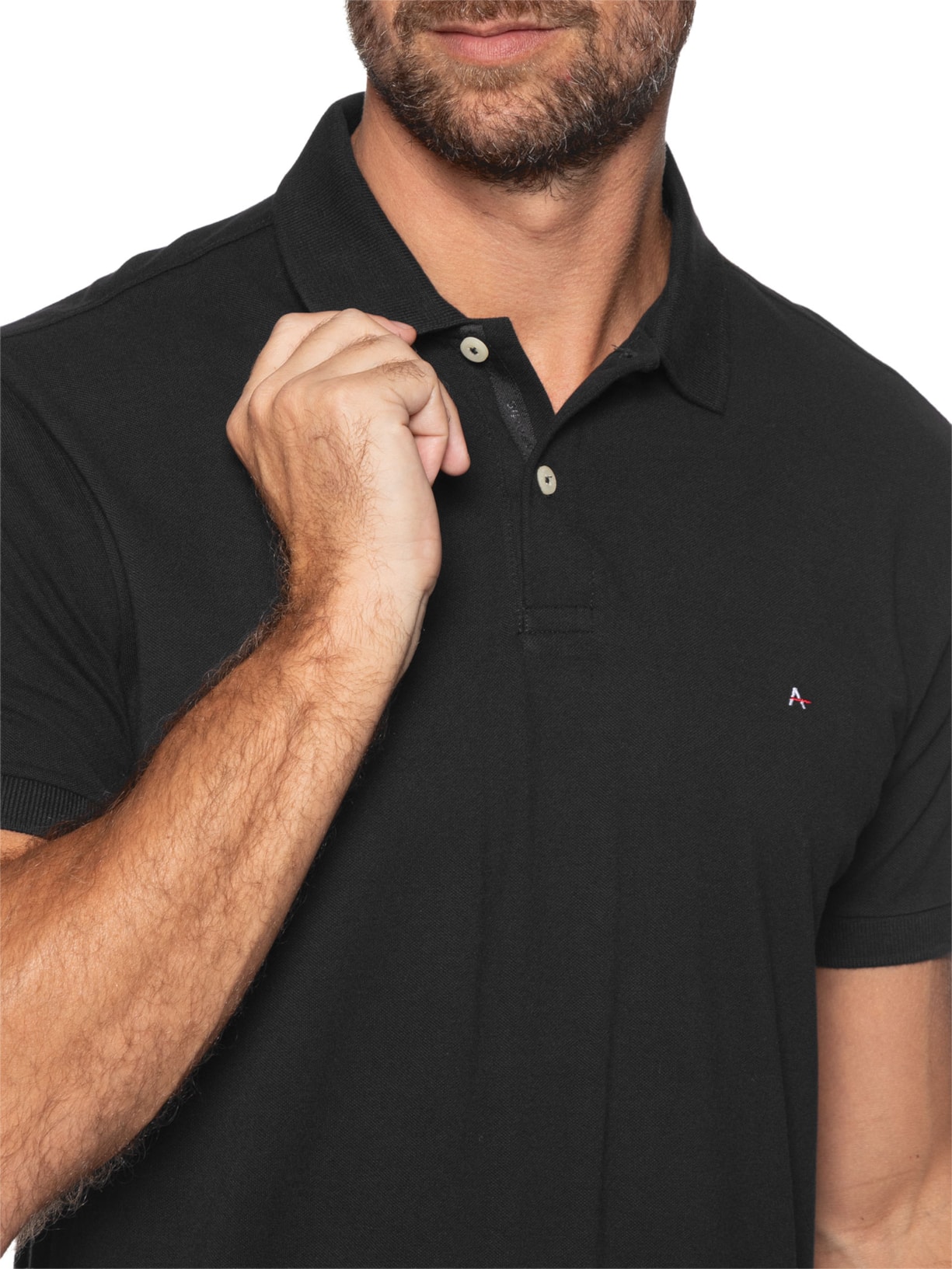 Polo Masculina Regular Fit Vista Com Detalhe Interno Preto Aramis