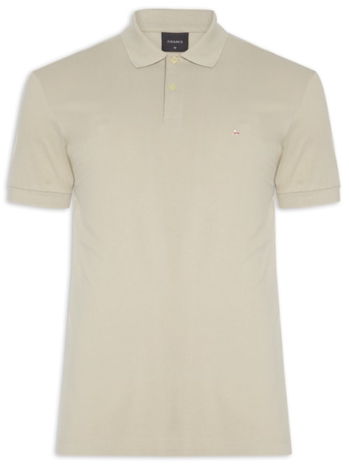 Polo Masculina Regular Fit Vista com Detalhe Interno – Bege