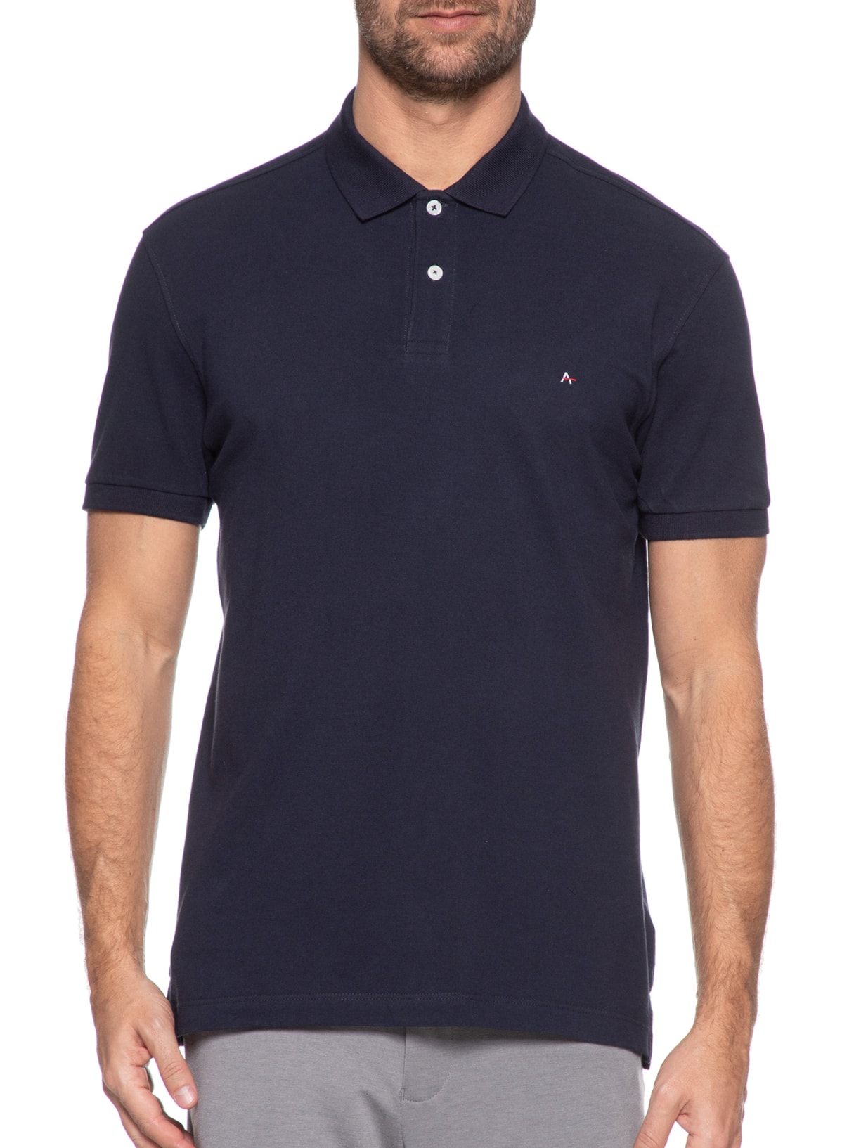 Polo Masculina Regular Fit Vista Detalhe Interno Azul Aramis