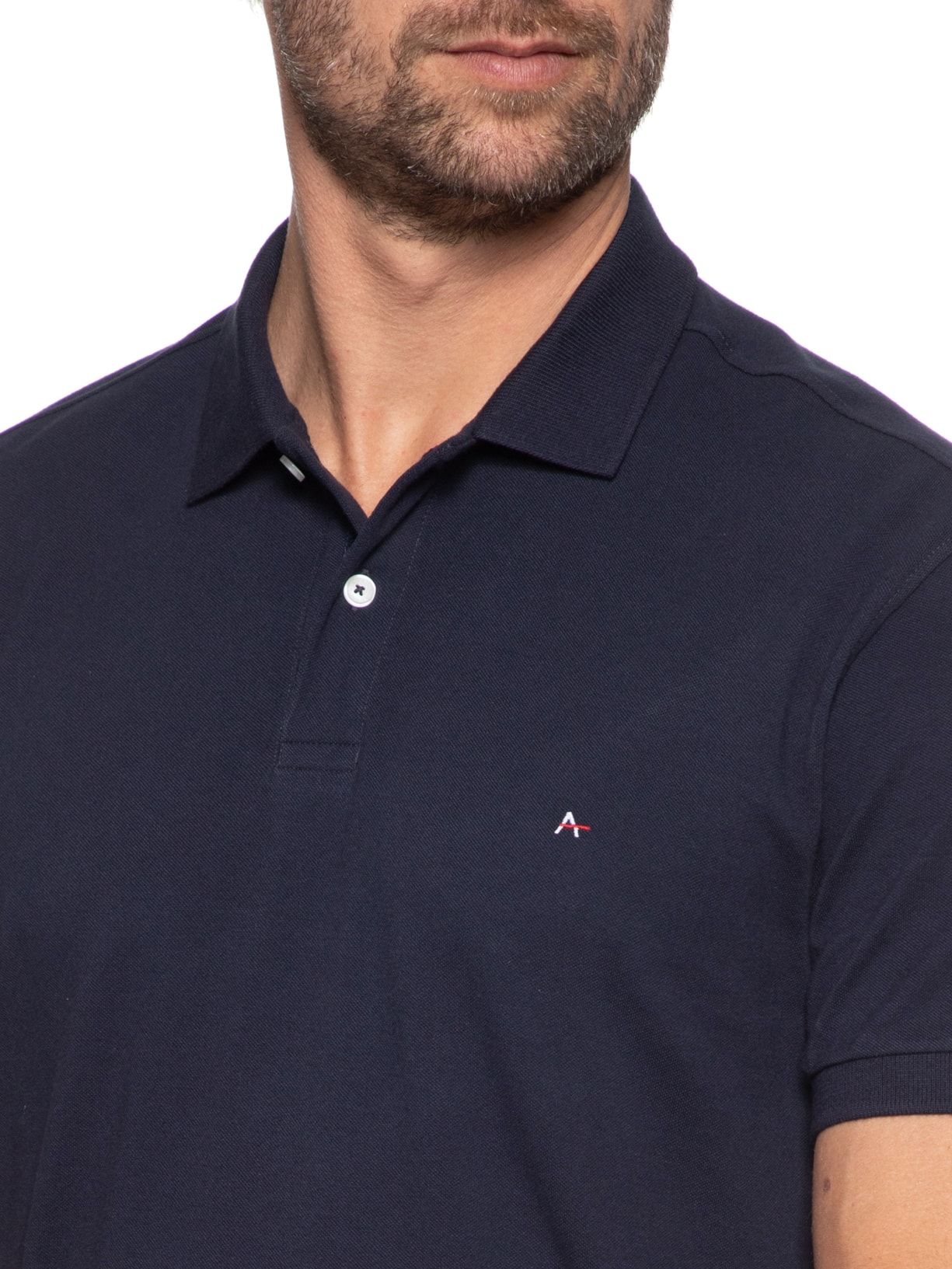 Polo Masculina Regular Fit Vista Detalhe Interno Azul Aramis