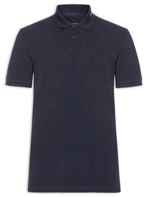 Polo Masculina Regular Retilínea Lateral - Azul