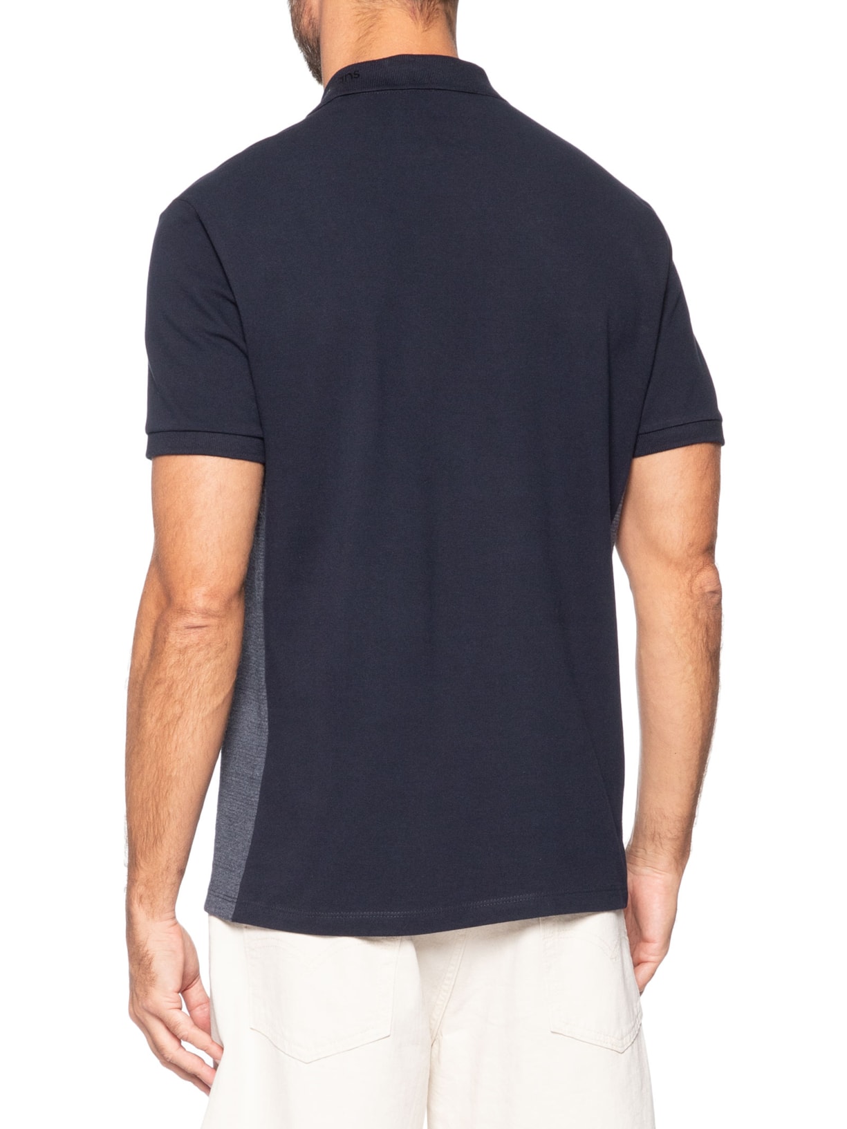 Polo Masculina Regular Retilínea Lateral Azul Calvin Klein Jeans